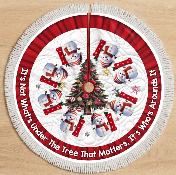 Snowman Tree Skirt -Christmas Birthday Gifts For Mom, Dad, Brother, Sister, Kids - Hearts Shine Together This Christmas