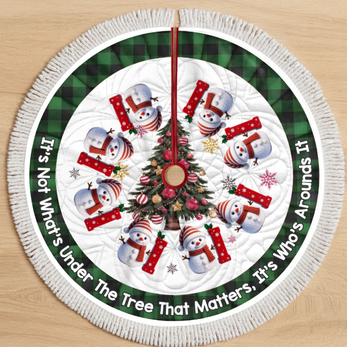 Snowman Tree Skirt -Christmas Birthday Gifts For Mom, Dad, Brother, Sister, Kids - Hearts Shine Together This Christmas
