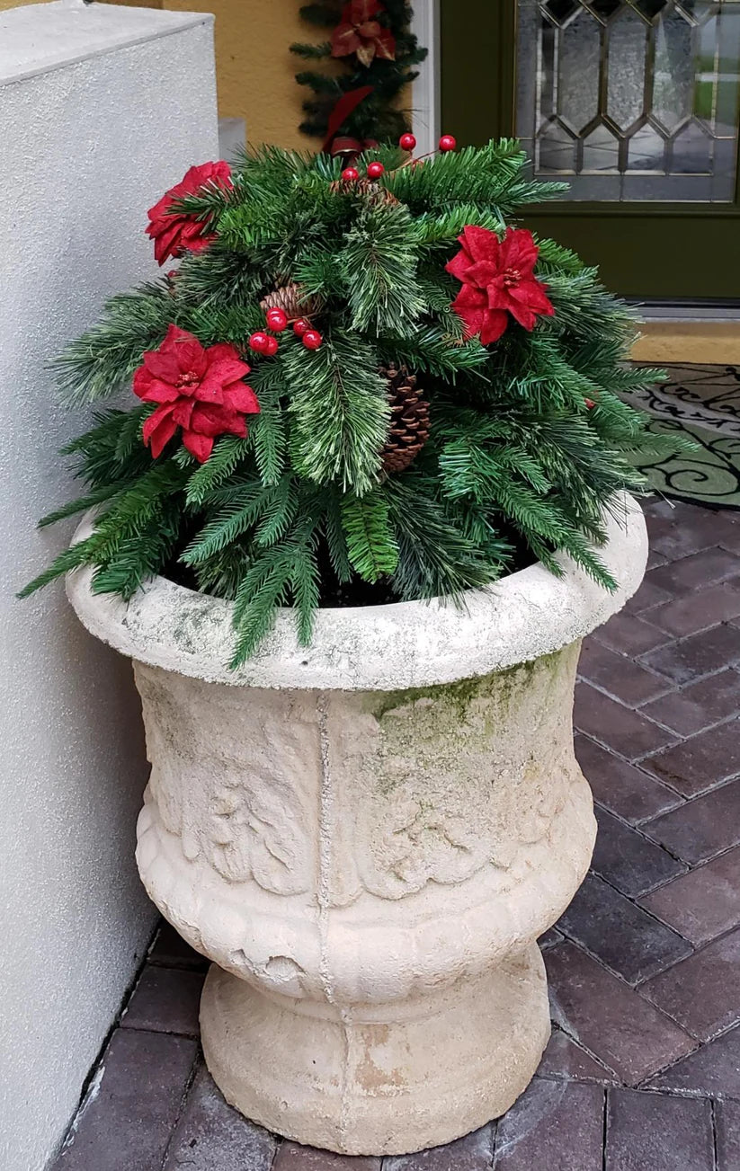 Pre-lit Artificial Christmas Tree Urn Filler 🎀 Weatherproof sparkle for entryways and patios