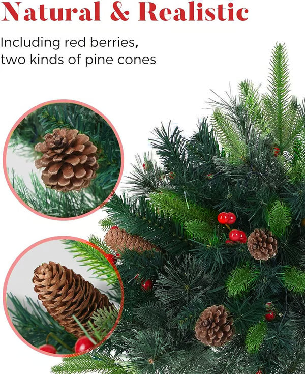 Pre-lit Artificial Christmas Tree Urn Filler 🎀 Weatherproof sparkle for entryways and patios