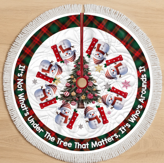 Snowman Tree Skirt -Christmas Birthday Gifts For Mom, Dad, Brother, Sister, Kids - Hearts Shine Together This Christmas