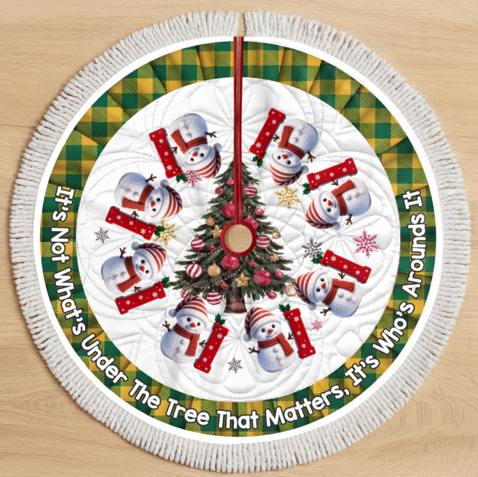 Snowman Tree Skirt -Christmas Birthday Gifts For Mom, Dad, Brother, Sister, Kids - Hearts Shine Together This Christmas