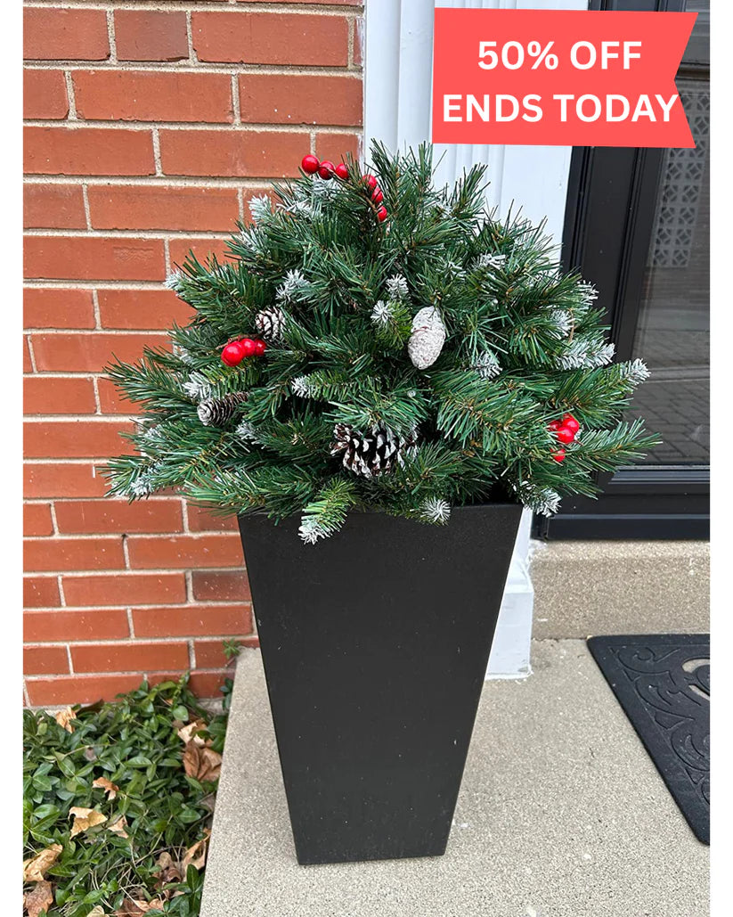 Pre-lit Artificial Christmas Tree Urn Filler 🎀 Weatherproof sparkle for entryways and patios