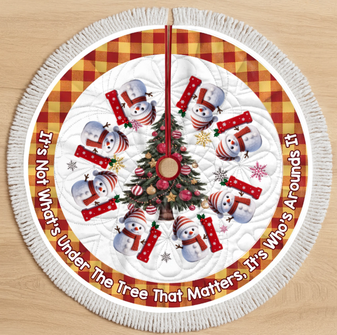 Snowman Tree Skirt -Christmas Birthday Gifts For Mom, Dad, Brother, Sister, Kids - Hearts Shine Together This Christmas