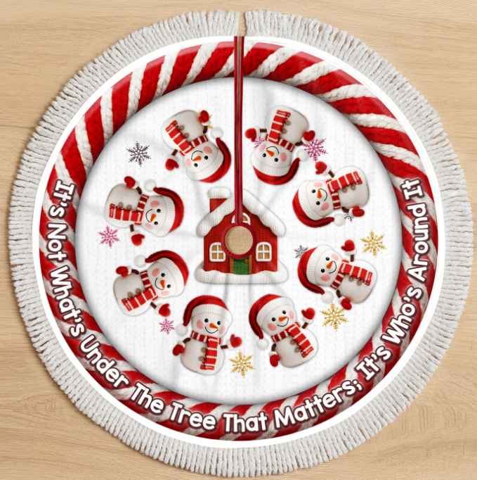 Snowman Tree Skirt -Christmas Birthday Gifts For Mom, Dad, Brother, Sister, Kids - Hearts Shine Together This Christmas
