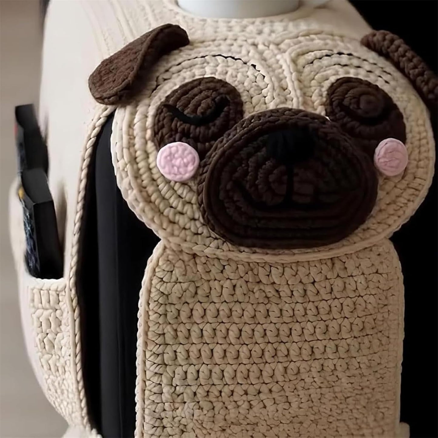 Crochet Dog Sofa Organizer, Handmade Crochet Dog Armchair Organizer, Cute Design, for Holding Remotes, Phone, Treats, Drinks, Cup, Living Room Bedroom Dorm