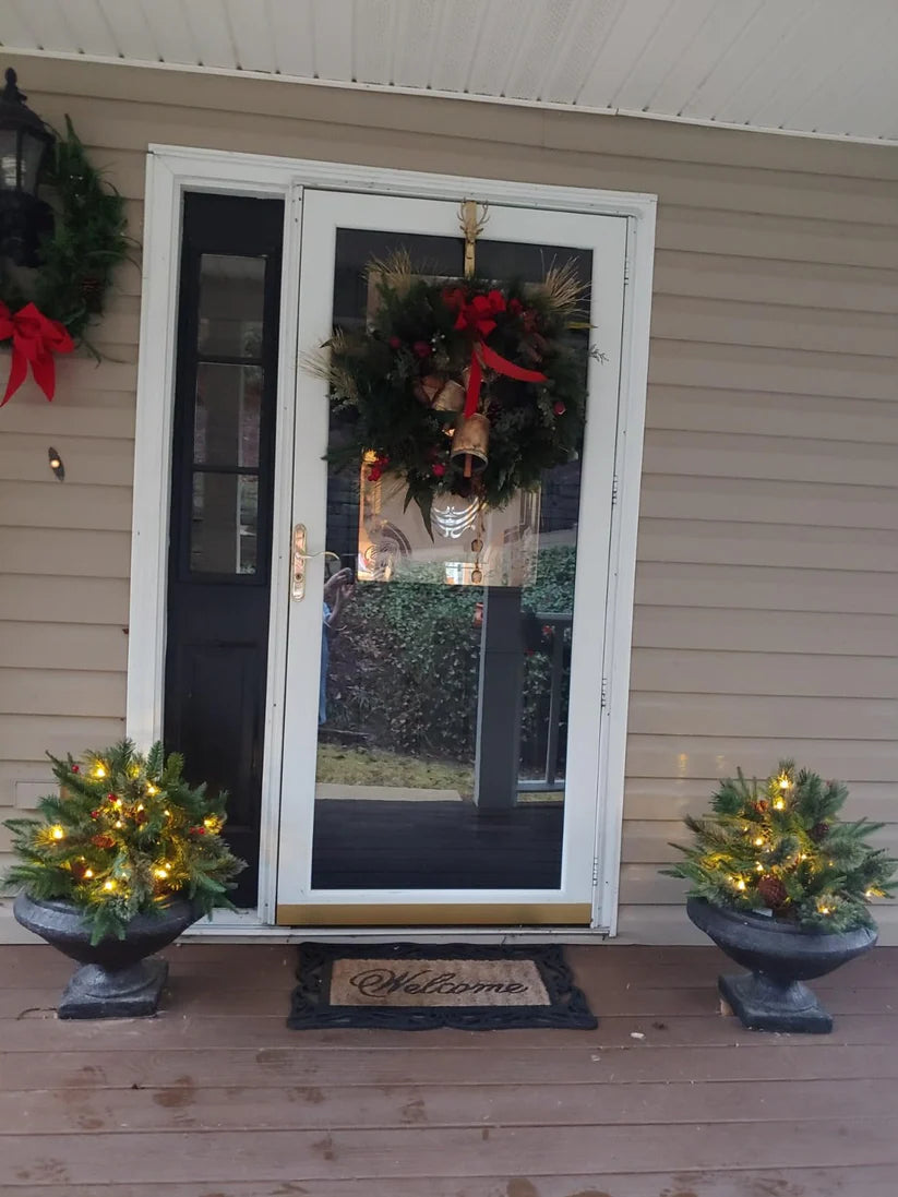 Pre-lit Artificial Christmas Tree Urn Filler 🎀 Weatherproof sparkle for entryways and patios