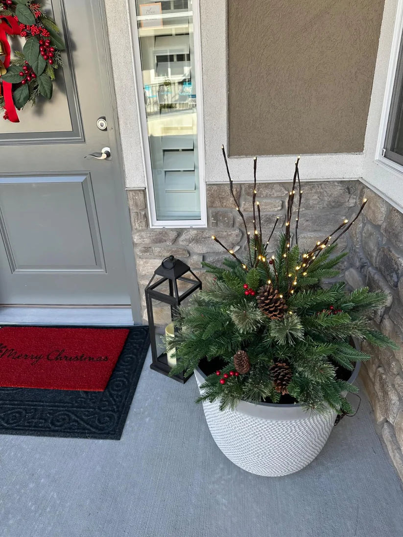 Pre-lit Artificial Christmas Tree Urn Filler 🎀 Weatherproof sparkle for entryways and patios