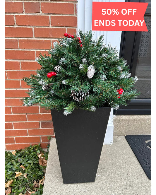 Pre-lit Artificial Christmas Tree Urn Filler 🎀 Weatherproof sparkle for entryways and patios